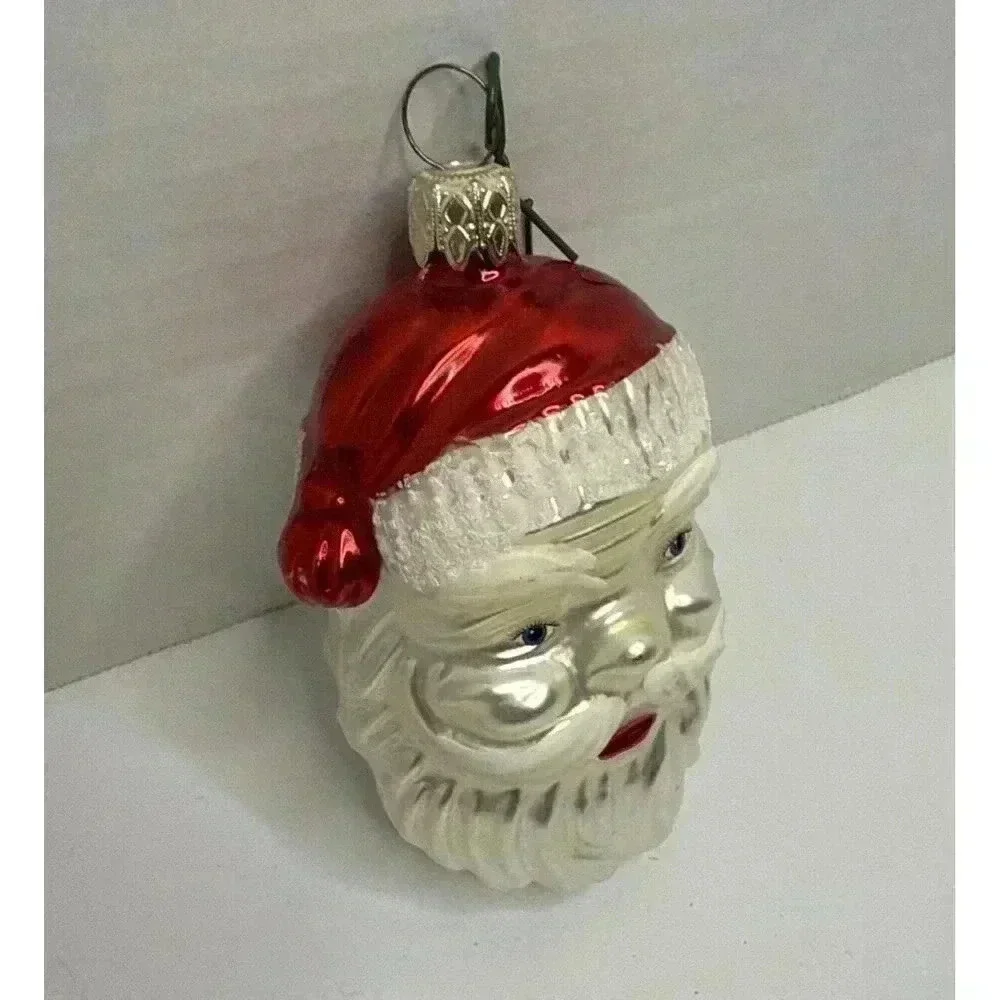 Vintage Frosty Santa Claus Head‎ Christmas Ornament Tree Decoration Holiday